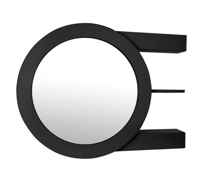 Round Slide Mirror Cabinet Black - 715 x 200 x 715mm