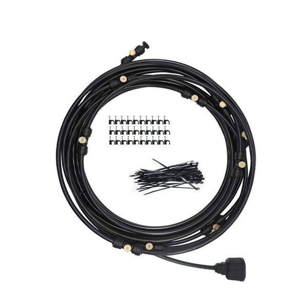 15m Garden Misting Cooling System Kit with 21 Nozzles for Patio Irrigation