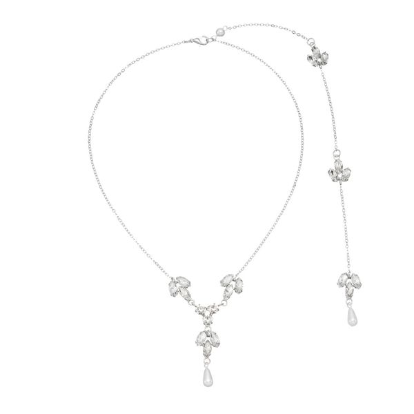Olive Tree - Necklace With Back Chain 06 - Bridal/Formal - Silver