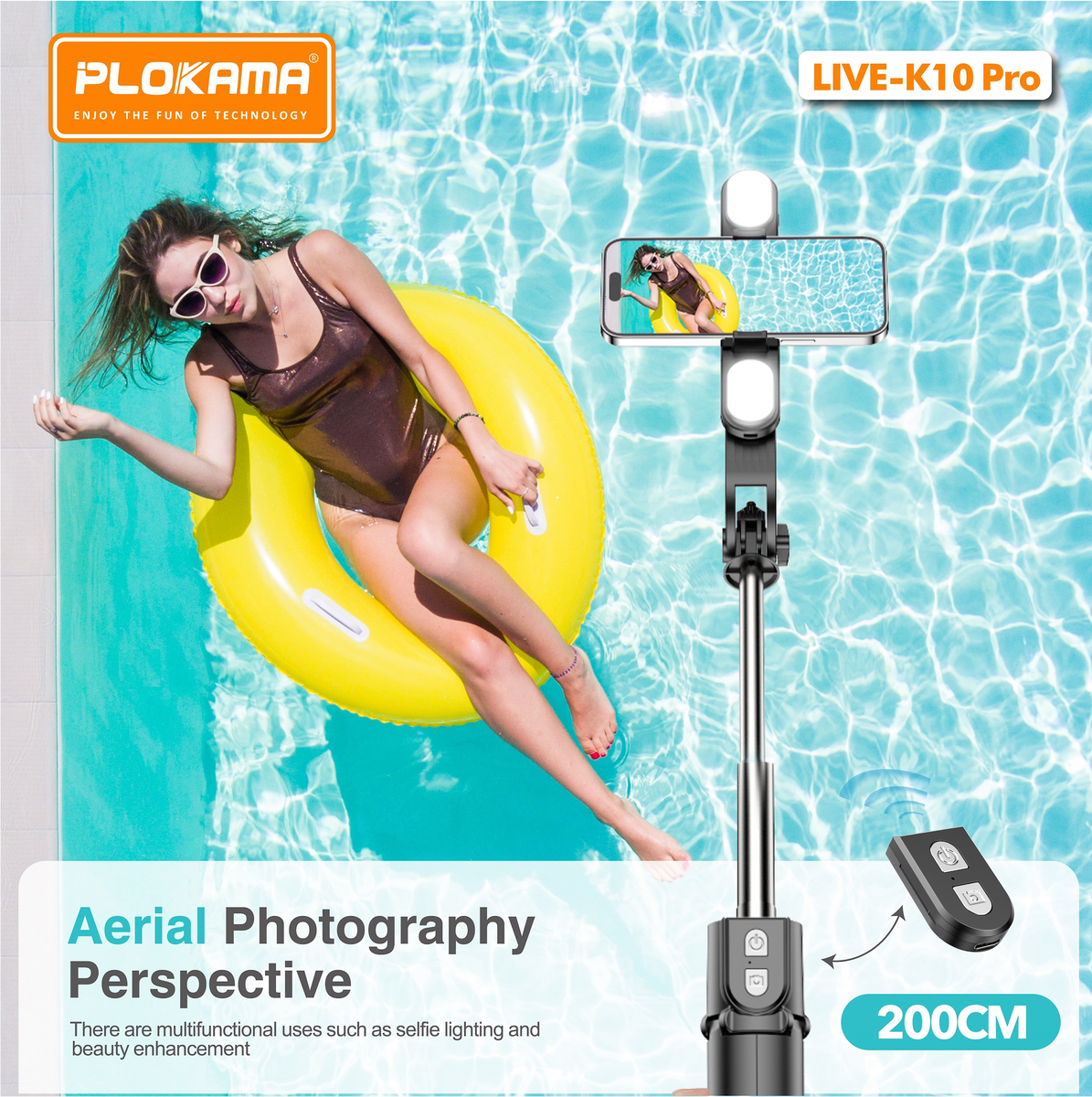 Plokama K10 Pro Selfie Stick Tripod description image 6