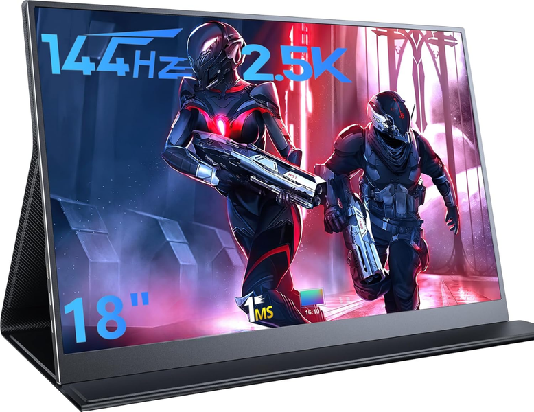 18" WUFK Portable Monitor 2.5K 144Hz IPS HDR Dual Speakers Ultra-Slim Black