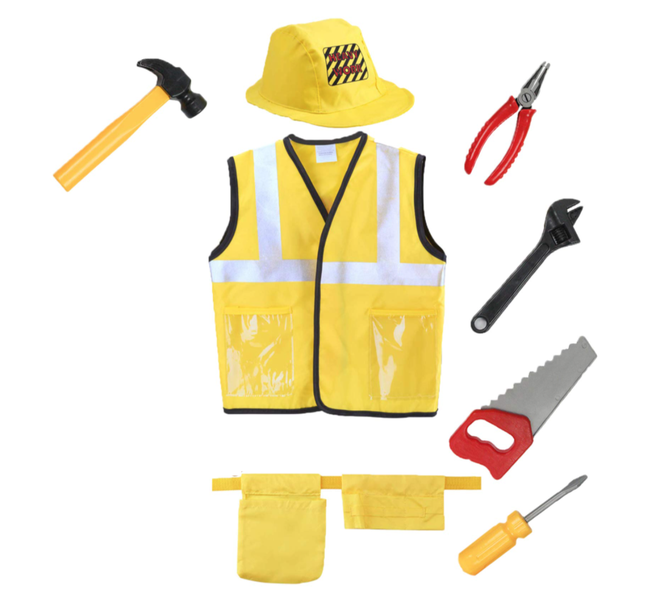 Construction Worker Costume For Kids - Dress Up &amp; Role Play Outfit, Pretend