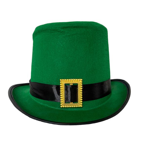 Irish Green Top Hat with Golden Buckle