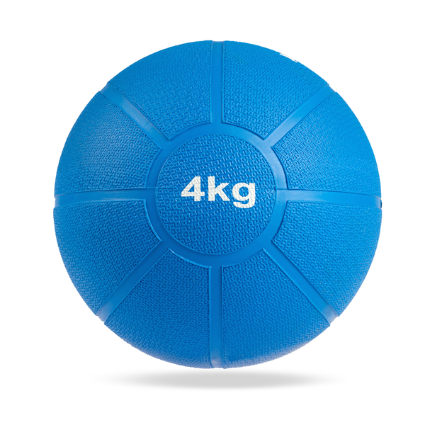 Medicine Ball 4kg - Solid Rubber - Weight Ball for Core Exercises - Blue