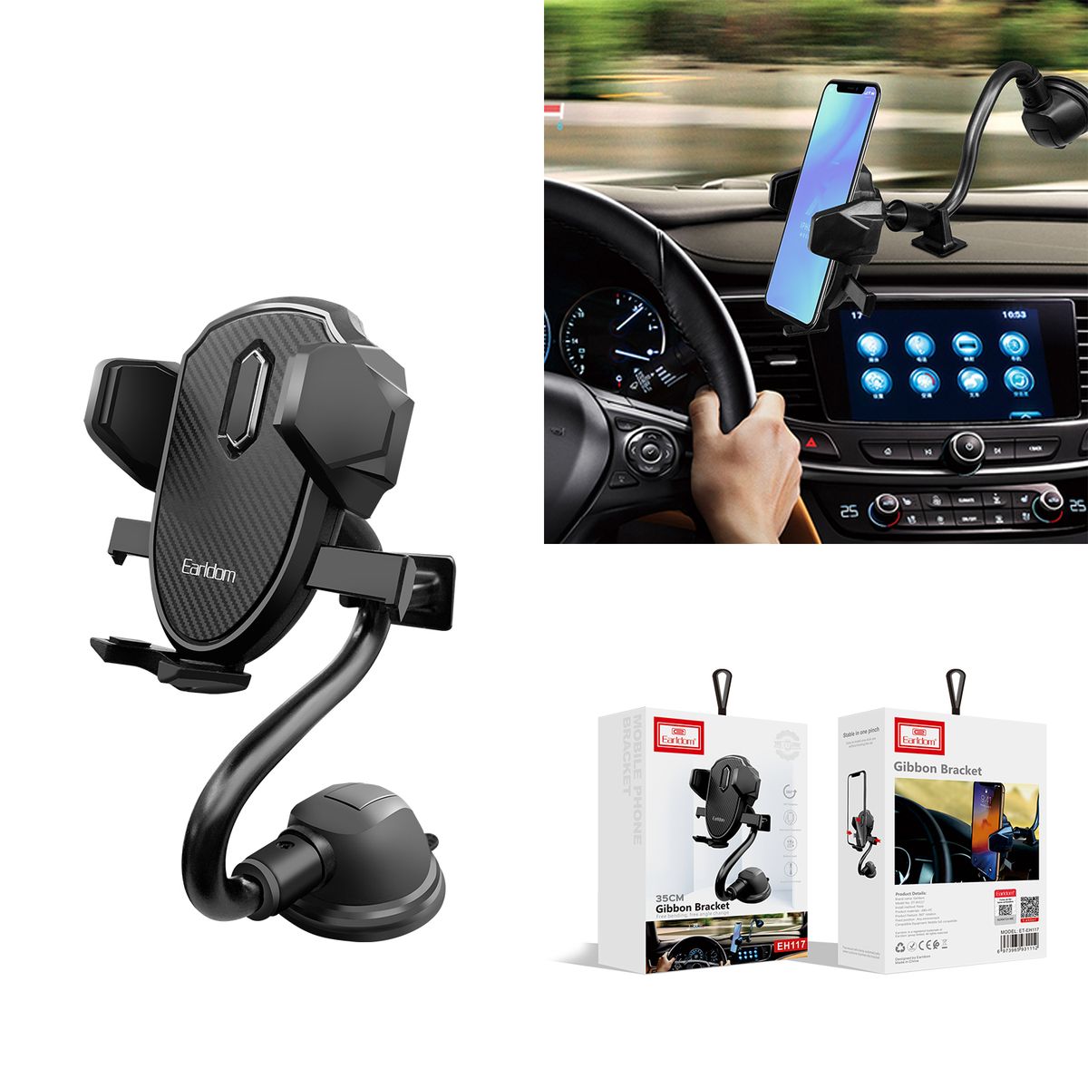 EARLDOM Long Arm Windscreen/Dashboard Phone Holder EH117 - Cell Centre