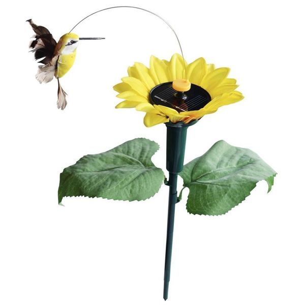 Garden Decor Solar Automatic Spinning Hummingbird Flower Stake