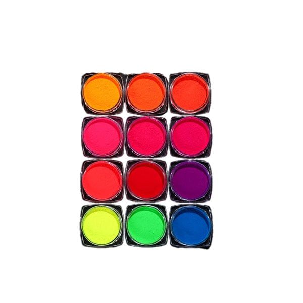 12 Colours Neon Fluorescent Pigments Nail Powder Rainbow Gradient