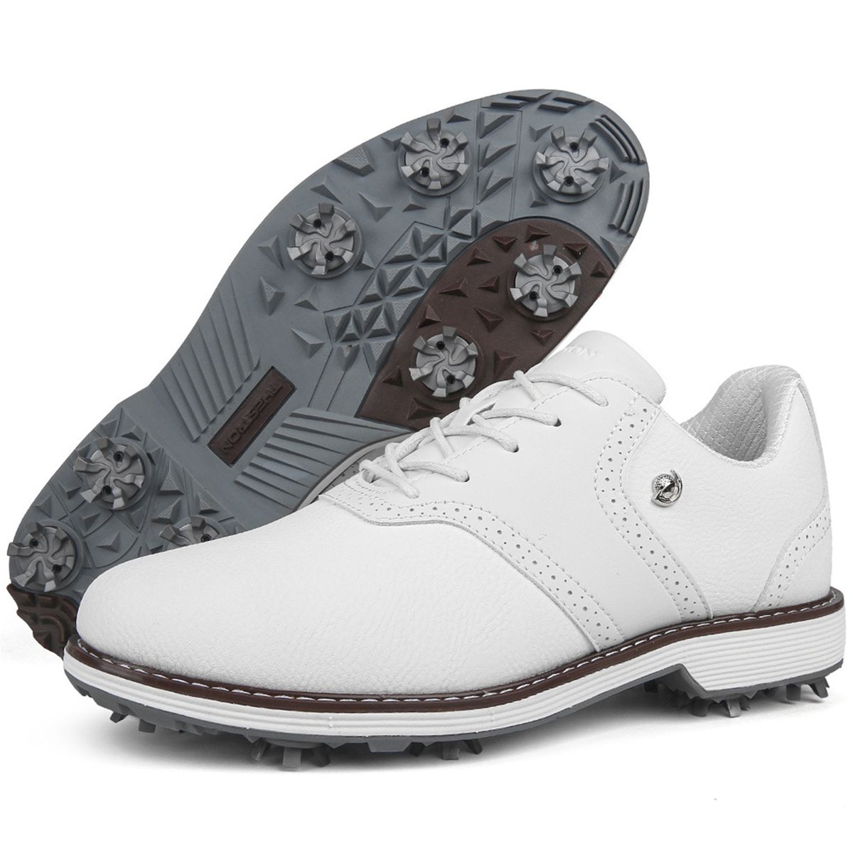 Men's Golf Shoes - Breathable Brogue Style Spiked Golf Sneakers