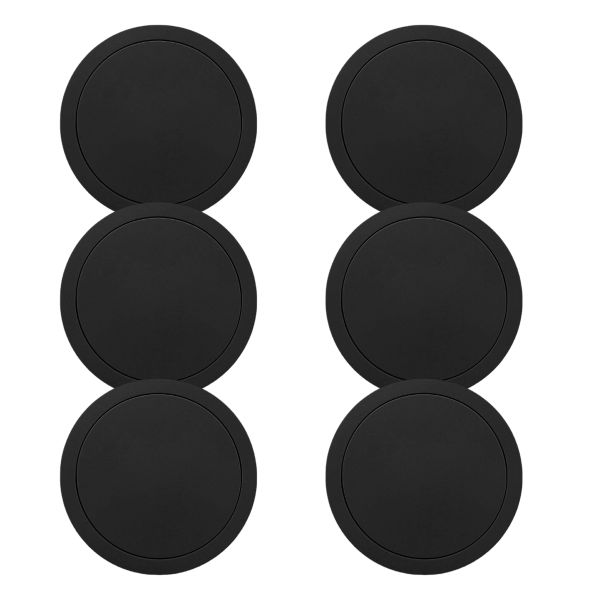 Silicone Coasters 6 Pack, 3.5" Round Heat Resistant Drink Mats Black