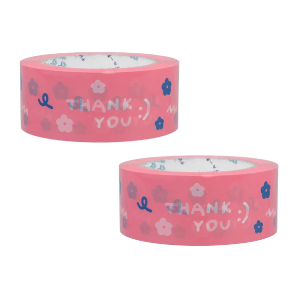 Packaging Tape Pink Flower 100m Quality Designer Bopp Gift Wrap (2 Pack)