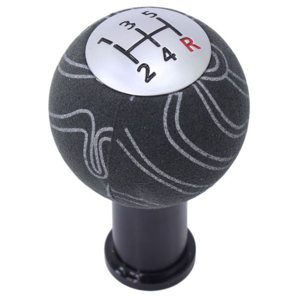 Universal Round Head Design 5-Speed Gear Knob with Material Finish - Black