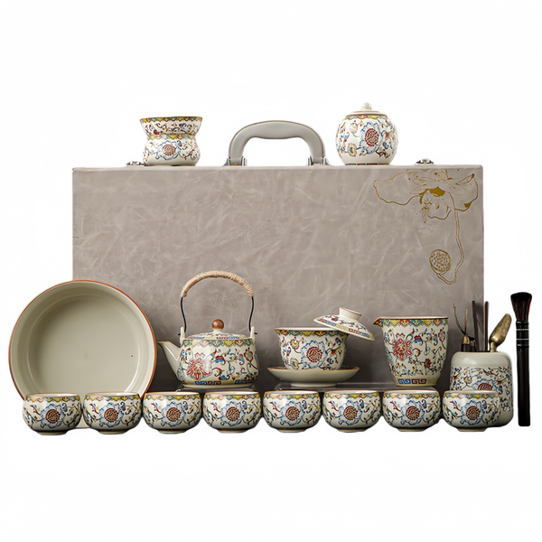 Ru Kiln Ceramic Kung Fu Tea Set with Teapot, Gaiwan and Cups