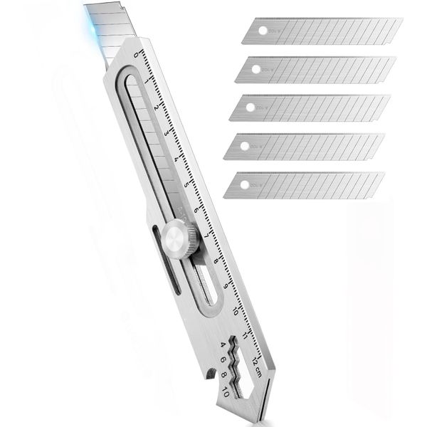 18mm Heave Duty Mutipurpose Utility Razor Knife with 5 Piece Blades