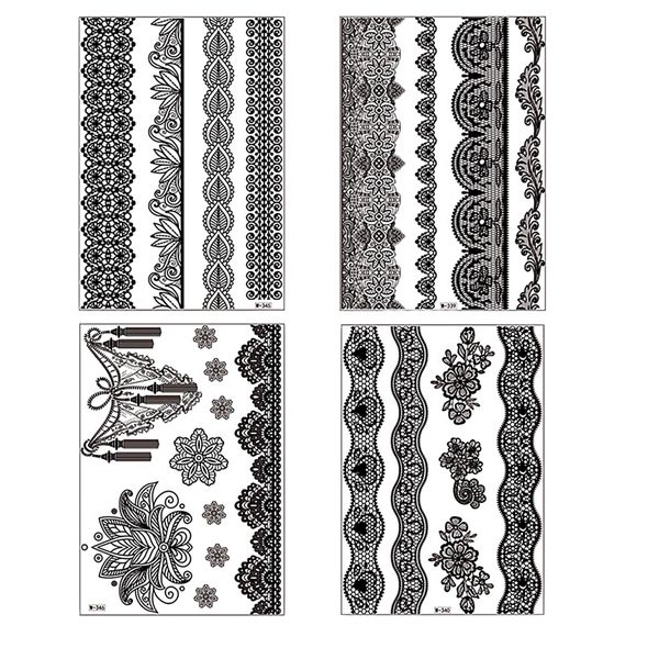 Beauty Temporary Henna Tattoos Lace Body Stencils Set of 4 (20.8cm )