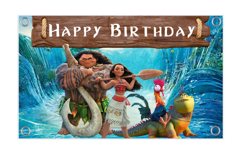 Moana Theme Birthday Banner - PVC Kids Party Banner for Themed Celebrations