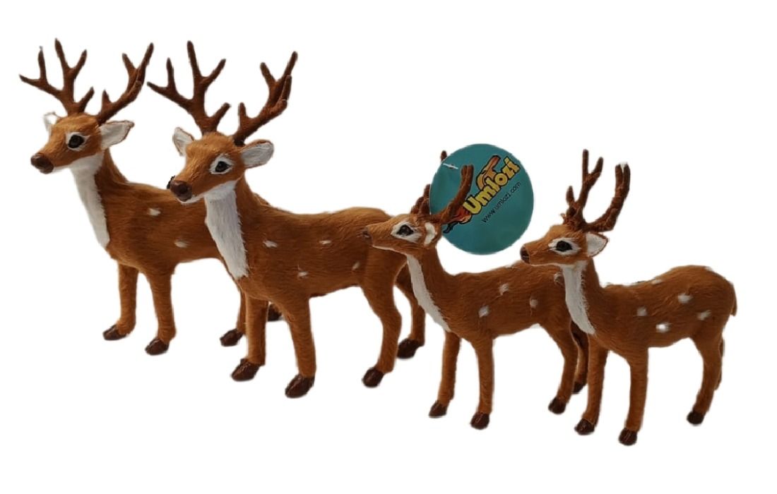 Reindeer Decor - 4 Pack Set Of Big & Small Reindeer - Umlozi