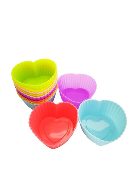 Silicone Cupcake / Muffin Baking Moulds - 12 Piece Assorted colours