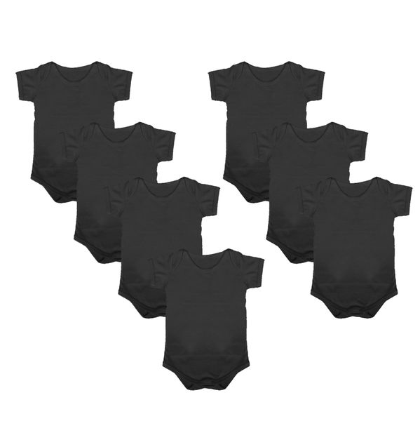 Hannah Grace Maternity Black Baby Romper 7 Pack image