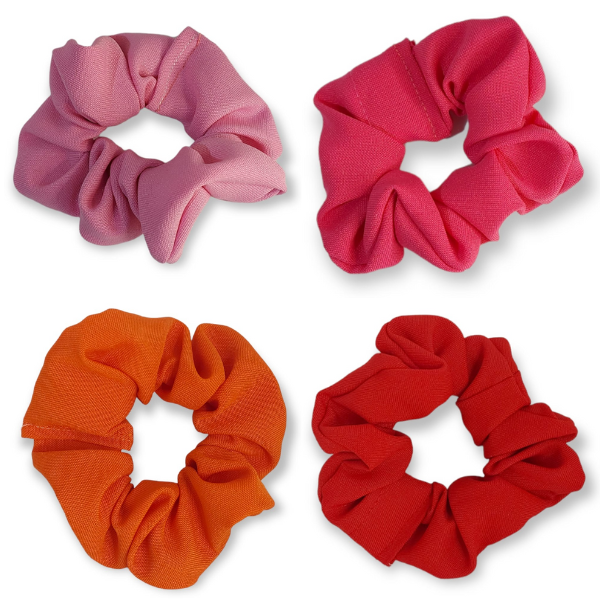 M&amp;N Hair Scrunchies - Pink/Orange/Red - 4 Piece