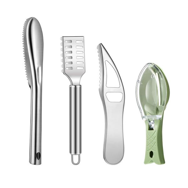 4 Pieces Stainless Steel Fish Scale Remover Cleaner Kitchen Fish Scaler
