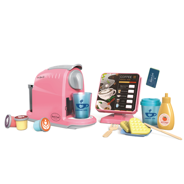 Pretend &amp; Play Coffee Maker &amp; Breakfast Set with Sounds - Pink