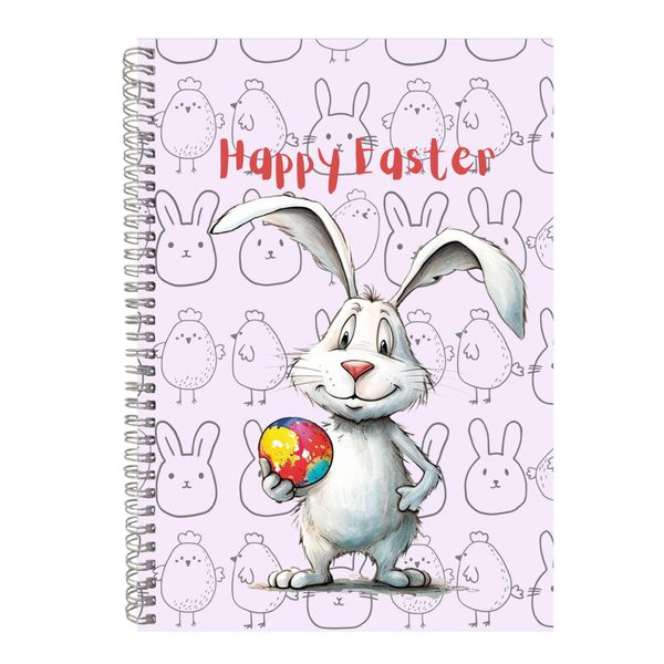 White Bunny A4 Notebook Spiral Lined Trendy Easter Graphic Notepad 082