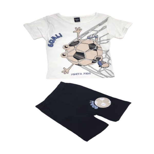 Little People Shop: Boys Black Shorts and White Top- Casual Set