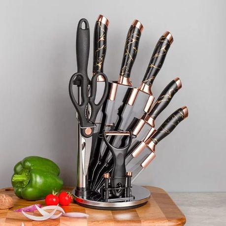 Stainless Steel Kitchen Chef knives Set with Acrylic Stand - 9