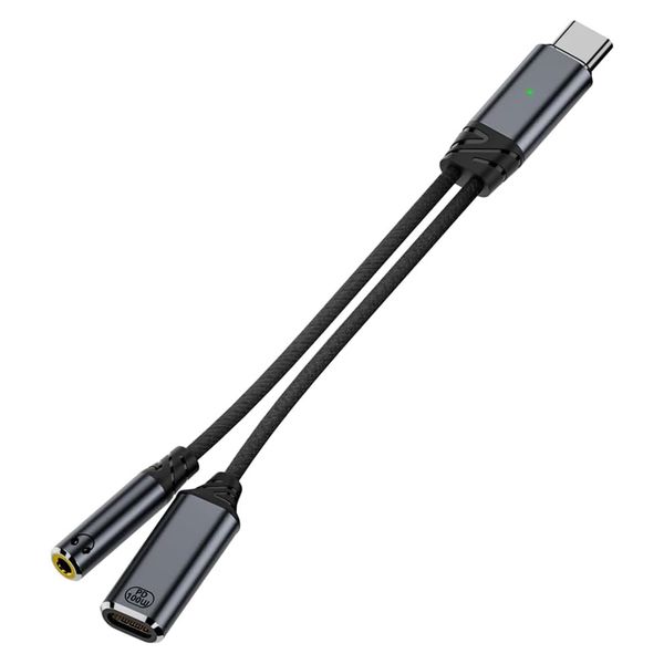 2-in-1 USB C Male to 3.5mm Jack Headphone Adapter 100W PD Charge Converter
