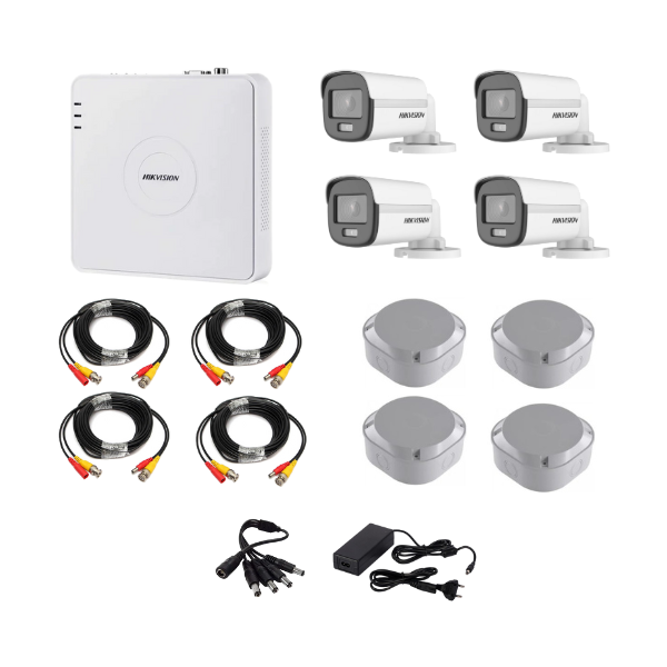 Hikvision COLORVU 1080P 4 Channel DVR &amp; 4 Bullet Cameras DIY CCTV KIT