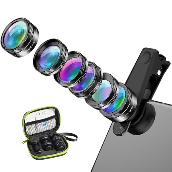 6-in-1 Smartphone Camera Lens Kit with Fisheye, Wide Angle &amp; Filters