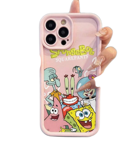 Stylish Pink SpongeBob Designed Phone Cover-Compatible with iPhone15 Promax