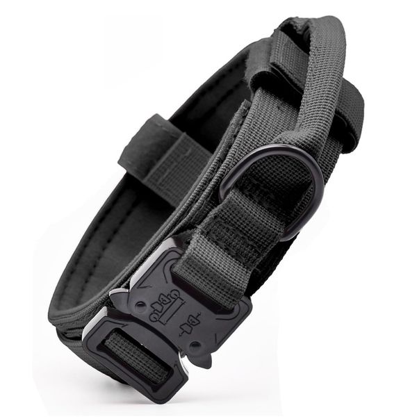 QYNIAL Tactical Dog Collar With Control Handle &amp; Quick Release Buckle-M
