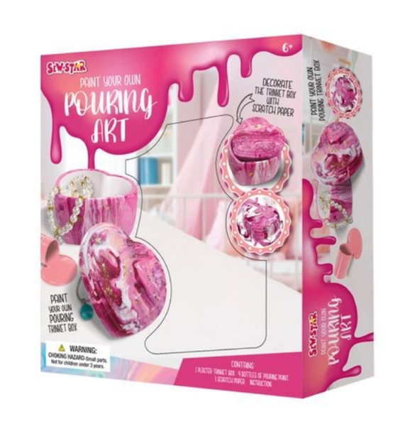Sew-Star Make Your Own Pouring Art - Heart Shaped Jewellery Box DIY Kit