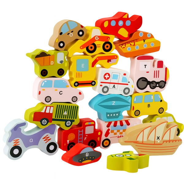 Creative Wooden Transportation Puzzle Set - Multicolour