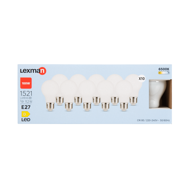 Lexman New23 Filament Light Bulb A60 Milky E27 11.2w Cool Daylight - Set of 10
