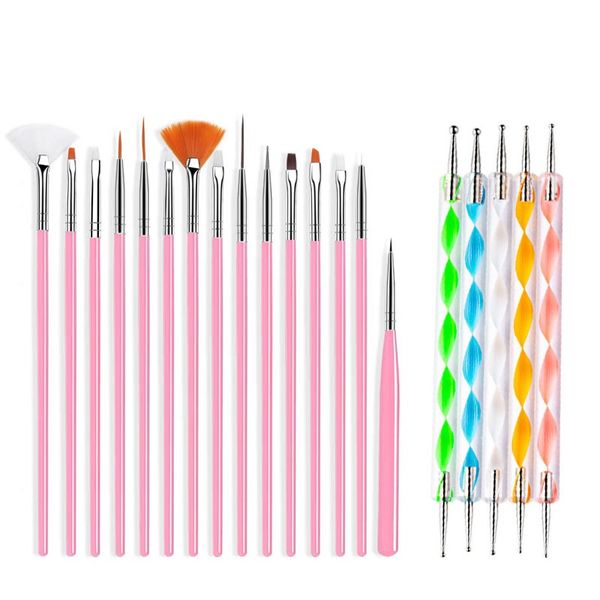 20 Pieces Nail Art Pen Set - Dual Head Spiral Dotting Tools For Manicure