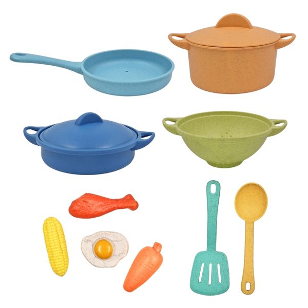 Mingli Toys - Pretend &amp; Play - Cooking Pots &amp; Pan Set - Eco-friendly - 12 Pieces