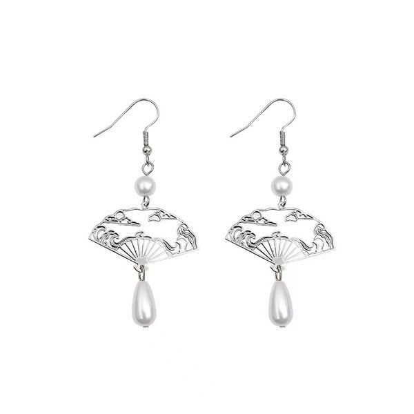 Vintage hollow out fan drop earrings ,Alloy Drop &amp; Dangle Earrings