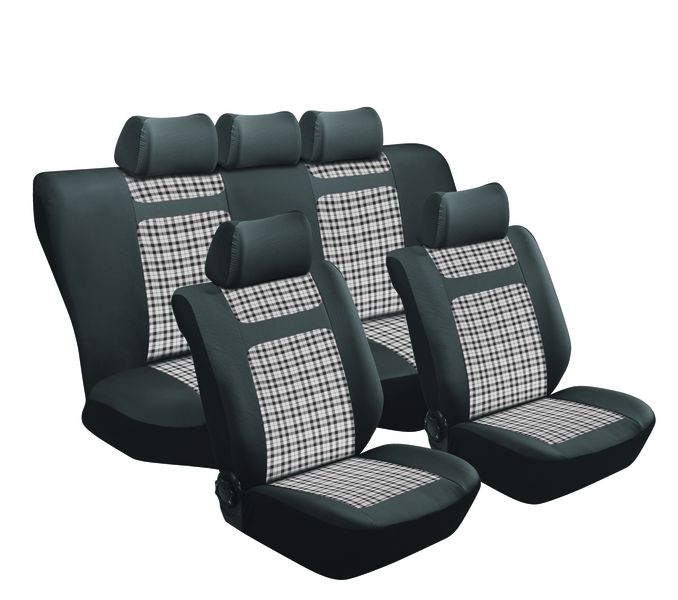 Stingray Tartan Grey Gingham 11-Piece Seat Cover Set