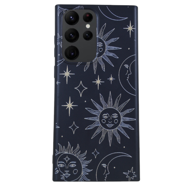 Sun, Moon, and Star Phone Case For Samsung Galaxy S22 Ultra - Black