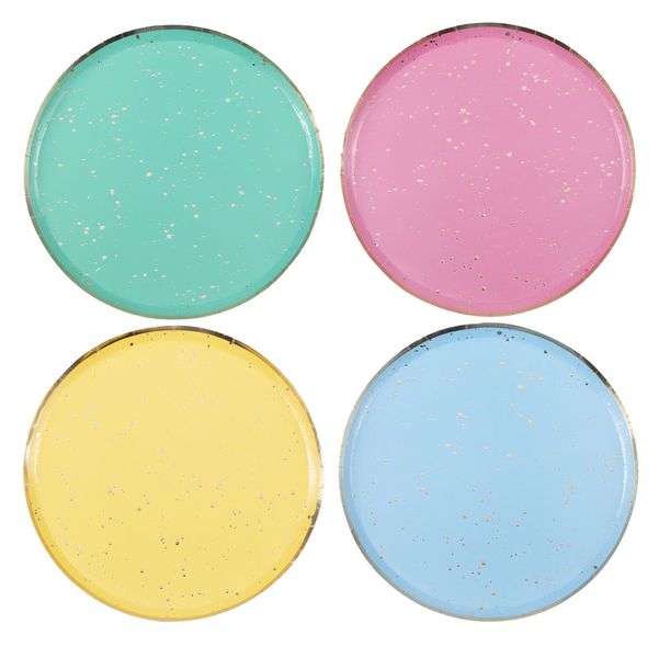 Mix It Up - Gold Flecked Brights Rainbow Party Paper Plates