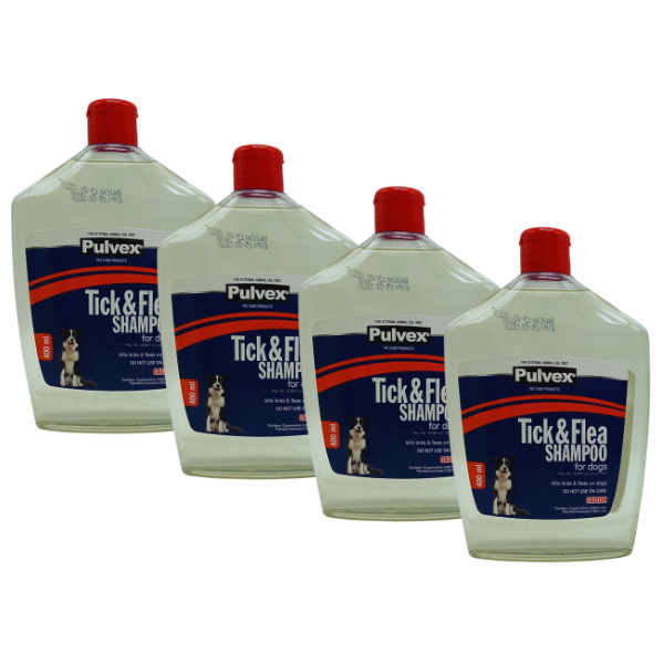 Pulvex Tick &amp; Flea Dog Shampoo 400ml - Pack of 4