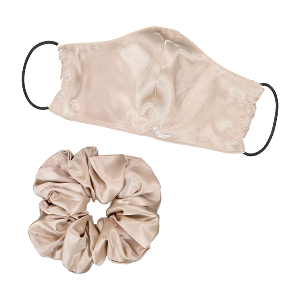 Dear Deer Satin Face Mask and Scrunchie Set (Latte)