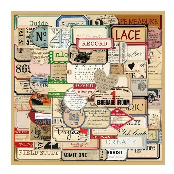Retro English Label Joournaling Stickers