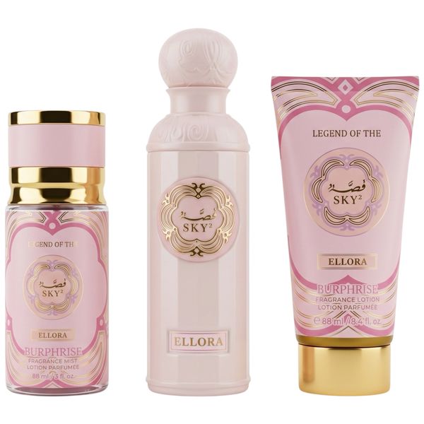 3 Pieces Burphrise Pink Ellora Eau de Parfum Fragranced Mist Body Lotion