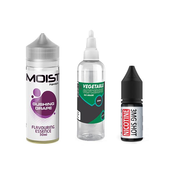 120ml Moist Vape Juice DIY Longfill Kit - Gushing Grape - 2mg