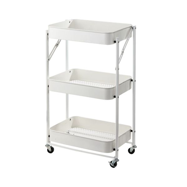 Snow White 3 Tier Foldable Storage Trolley Multi-functional Trolley Cart