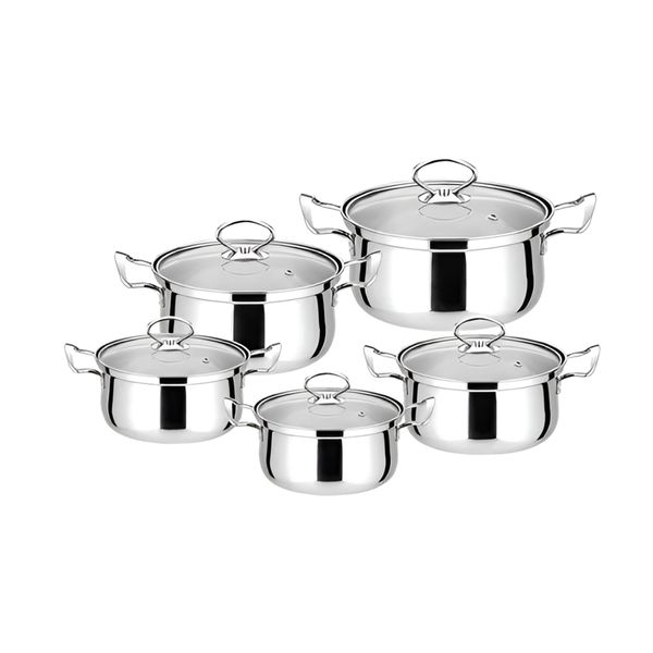 Afrihome choice Silver Stainless steel Stainless Steel 10 Piece, 5 Pots
