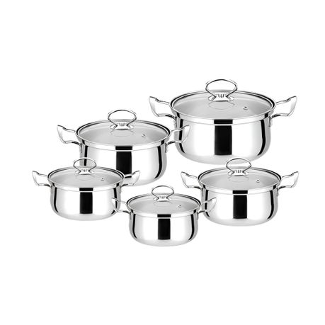 Afrihome choice Silver Stainless steel Stainless Steel 10 Piece, 5 Pots Image